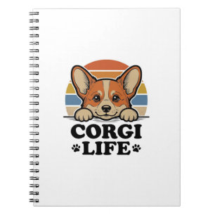 Corgi Life Shirt Vintage Gravur Hunde Liebhaber Ku Notizblock
