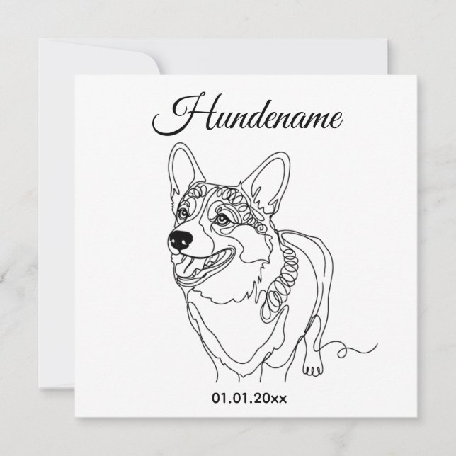 Corgi Line Art personalized dog (Vorderseite)