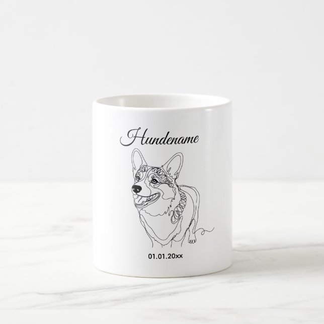 Corgi Line Art personalized dog Kaffeetasse (Mittel)