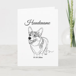 Corgi Line Art personalized dog Karte