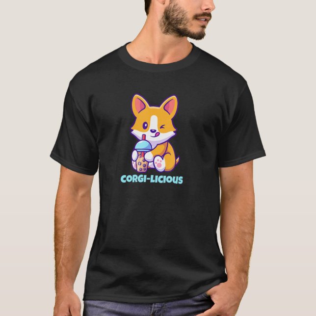Corgi Lisious Corgi Drinking Boba Milk Tee (Vorderseite)