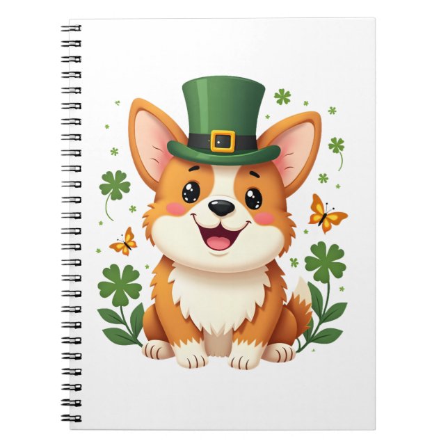 Corgi Lover Kleeblatt Happy St Patricks Day Notizblock (Vorderseite)