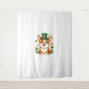 Corgi Lover Kleeblatt Happy St Patricks Day Wandteppich