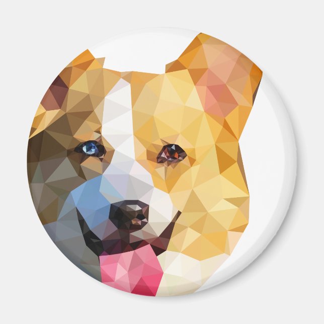 Corgi Low Poly Art Magnet (Vorne)