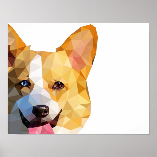 Corgi Low Poly Art Poster (Vorne)