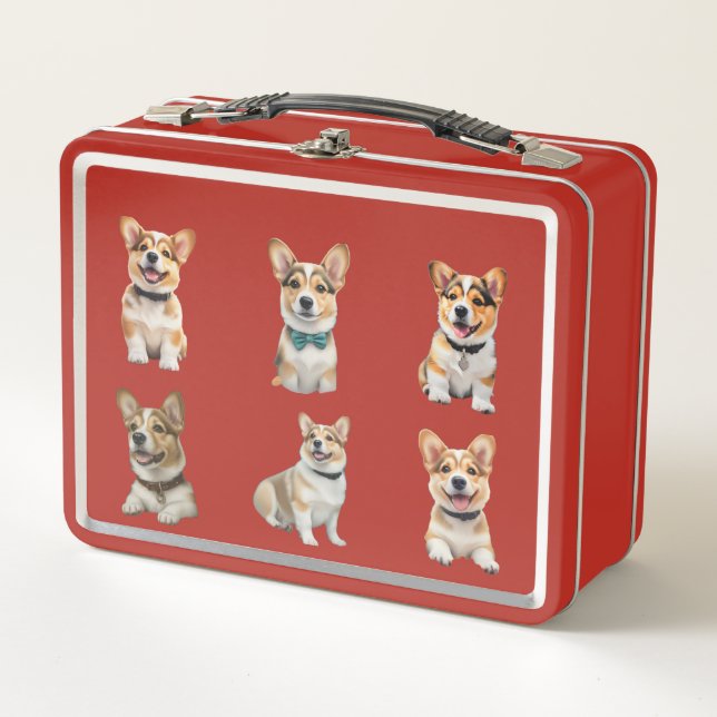 Corgi-Lunchbox Metall Brotdose (Vorderseite)