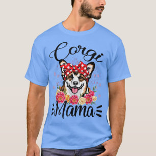 Corgi Mama Florals Niedlich Hund Mama Muttertag T- T-Shirt