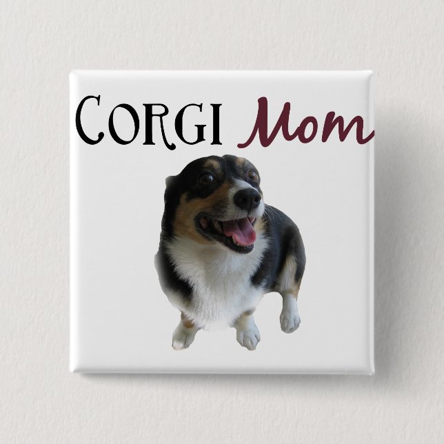 Corgi-Mama-Foto Button (Vorderseite)