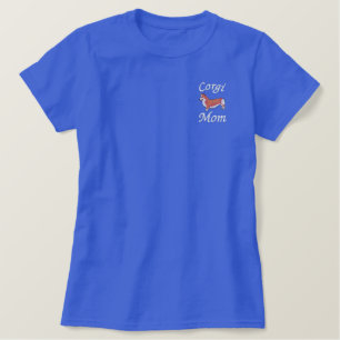 Corgi Mama Frauenbesticktes Shirt
