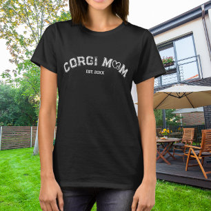 Corgi-Mama Herz Pfotenabdruck Weiß abgenutzt T-Shirt