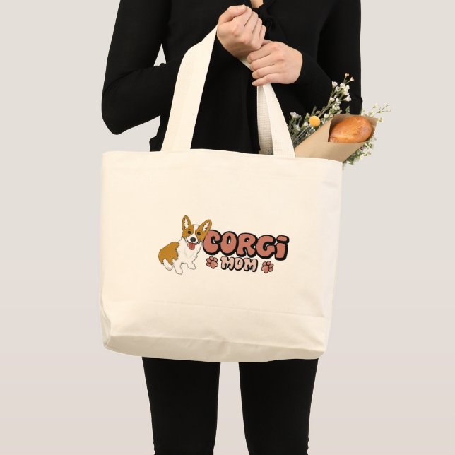 Corgi-Mama Jumbo Stoffbeutel (Vorderseite (Produkt))