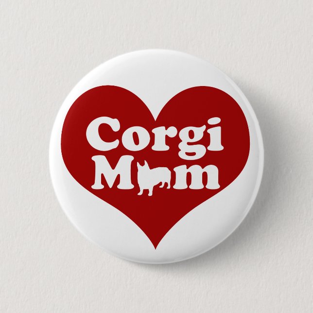 Corgi Mama Niedlich Rotes Herz Button (Vorderseite)