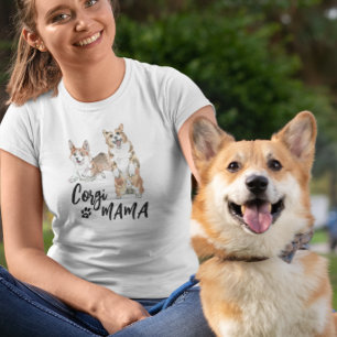 Corgi Mama Niedlich Watercolor Hund T-Shirt