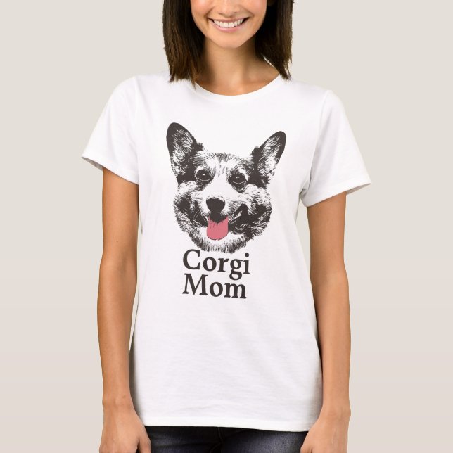 Corgi-Mama-niedliches Hundetier-Gesicht T-Shirt (Vorderseite)