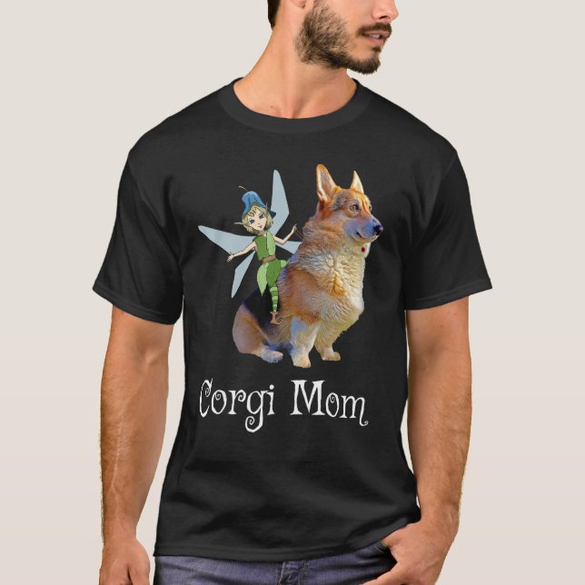 Corgi Mama Pembroke Welsh Corgi & Fairy Retro Dog T-Shirt (Vorderseite)