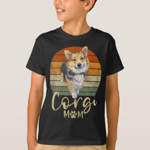 Corgi Mama Retro Sunset Corgi gibt Dog Mama T-Shirt