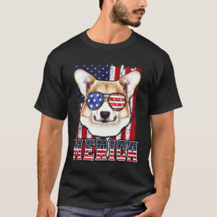 Corgi Merica 4. Juli Hund  Patriotische Flagge T-Shirt