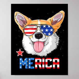 Corgi Merica 4. Juli T-Shirt Kinder Jungen Mädchen Poster