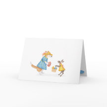 Corgi mignonne et lièvre Carte Pâques