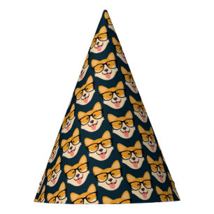 Corgi mit Brille Niedlich Partyhütchen