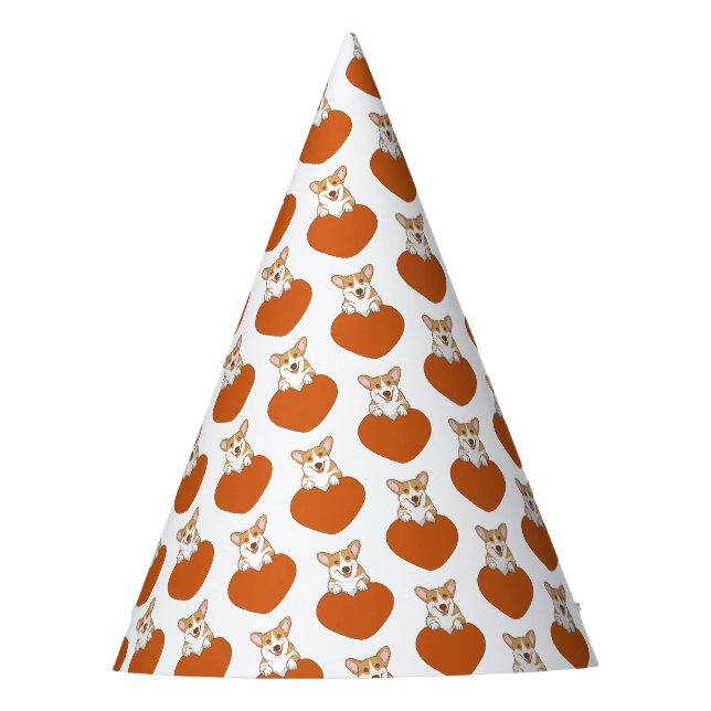 Corgi mit Herz Niedlich Partyhütchen (Vorderseite)