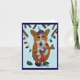 Corgi mit kaputten Weihnachtsbaumkugeln Einladung