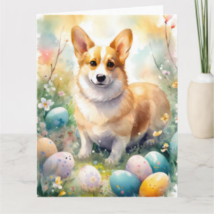 Corgi mit Ostereier Urlaub Karte