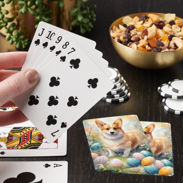 Corgi mit Ostereier Urlaub Spielkarten (In Situ)