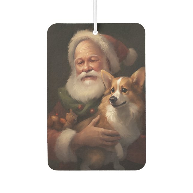 Corgi mit Weihnachtsfeiern Autolufterfrischer (Vorderseite)