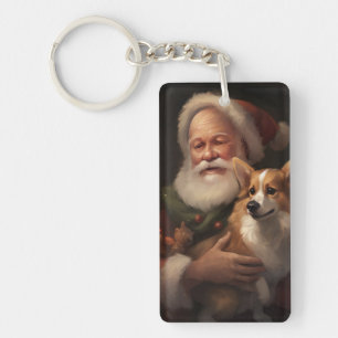Corgi mit Weihnachtsfeiern Schlüsselanhänger