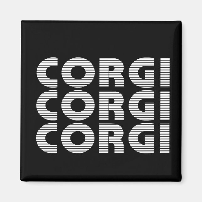 Corgi Modern White Text Magnet (Vorne)