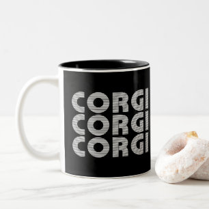 Corgi Modern White Text Zweifarbige Tasse