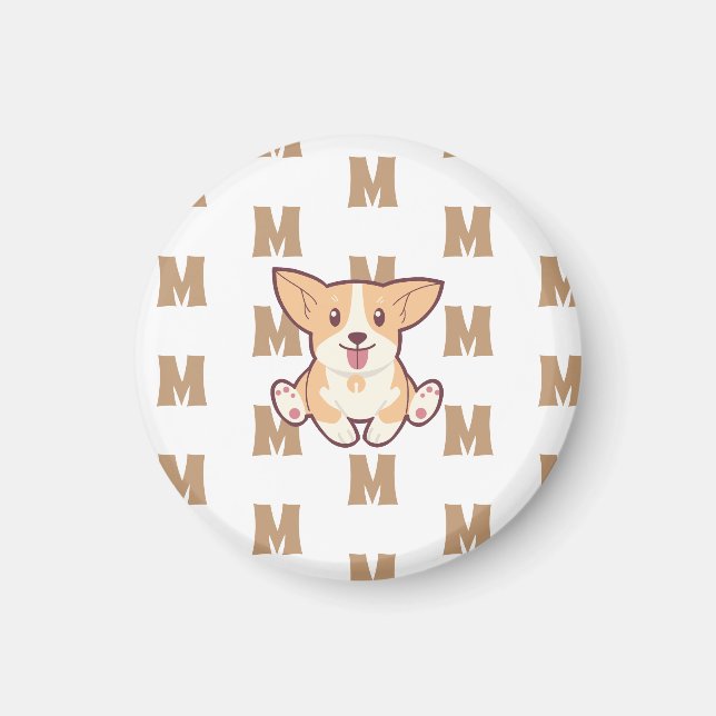 Corgi Monogram Muster Magnet (Vorne)