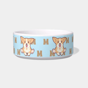Corgi Monogramm Muster blaue Tasse Napf