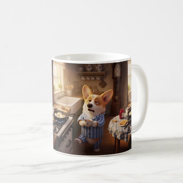 Corgi Morgen Tasse (VorderseiteRechts)
