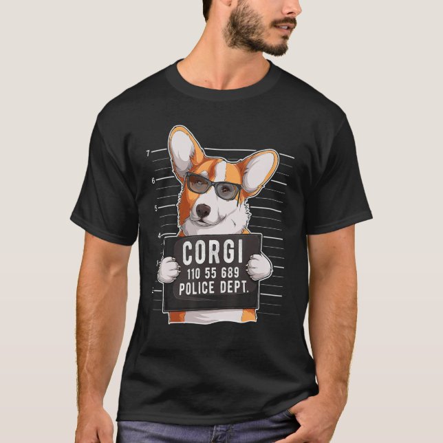 Corgi Mugshot Dog T-Shirt (Vorderseite)