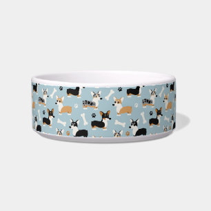 Corgi-Muster Blau Napf
