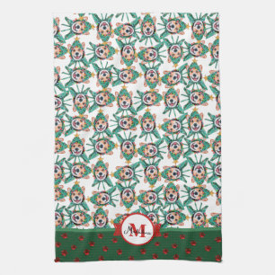 Corgi Muster Monogram Christmas Dog Küchentuch