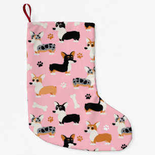 Corgi-Muster Rosa Kleiner Weihnachtsstrumpf