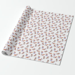 Corgi Muster Sumie Tinte und Aquarellmalerei Geschenkpapier