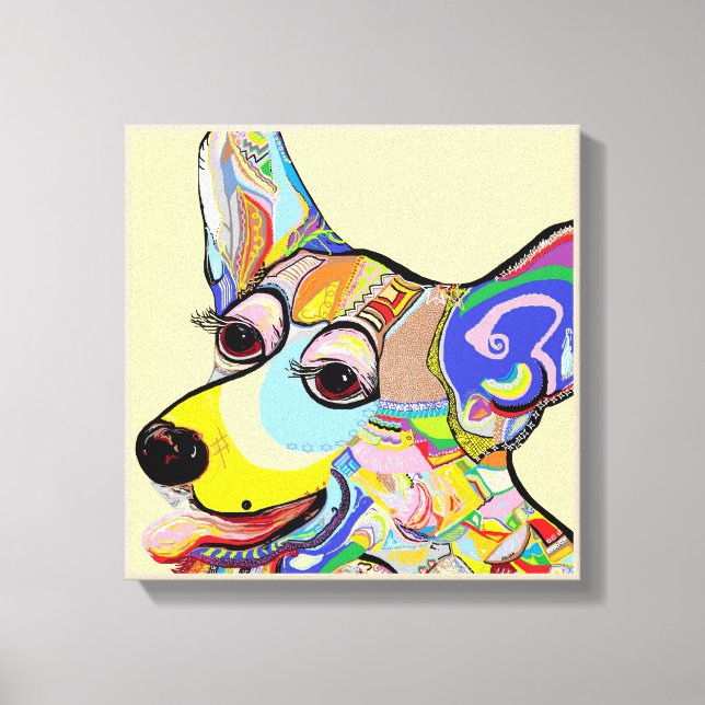 Corgi Nah hoch Leinwanddruck (Vorderseite)