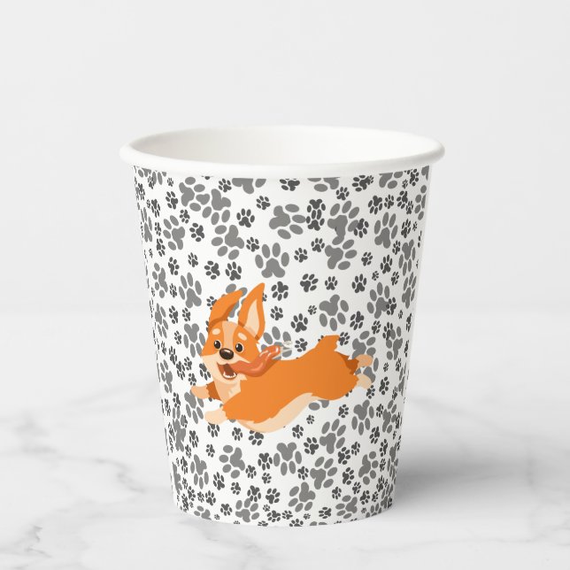 Corgi Niedlich Pappbecher (Vorderseite)