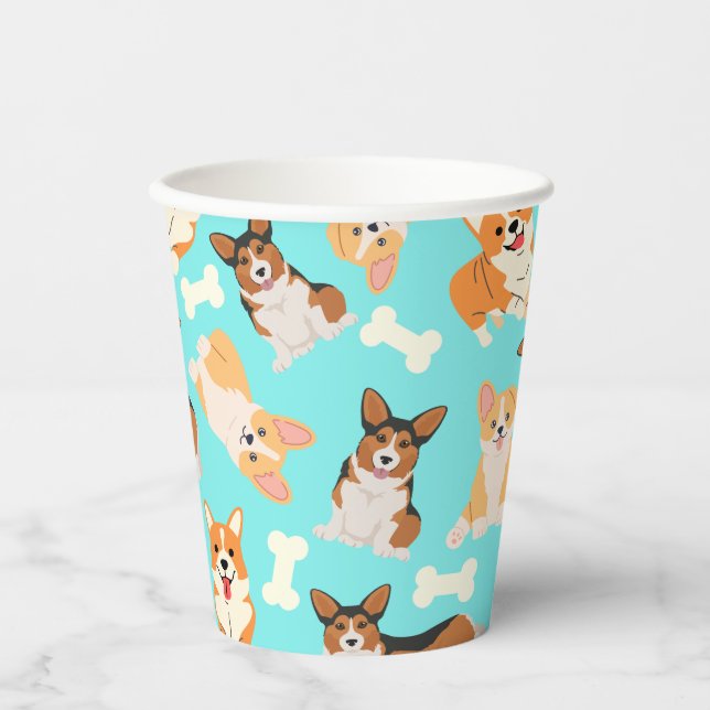 Corgi Niedliches Muster im Kopf Pappbecher (Vorderseite)