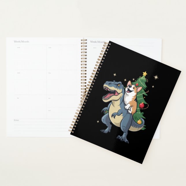 Corgi Noël Dinosaur Arbre Rex Fêtes Noël (Devant avec enveloppe)