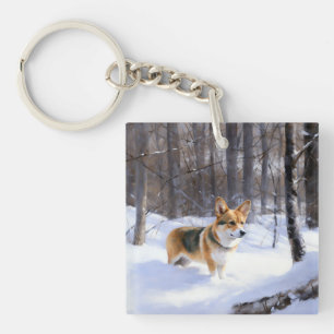 Corgi Noël sous la neige
