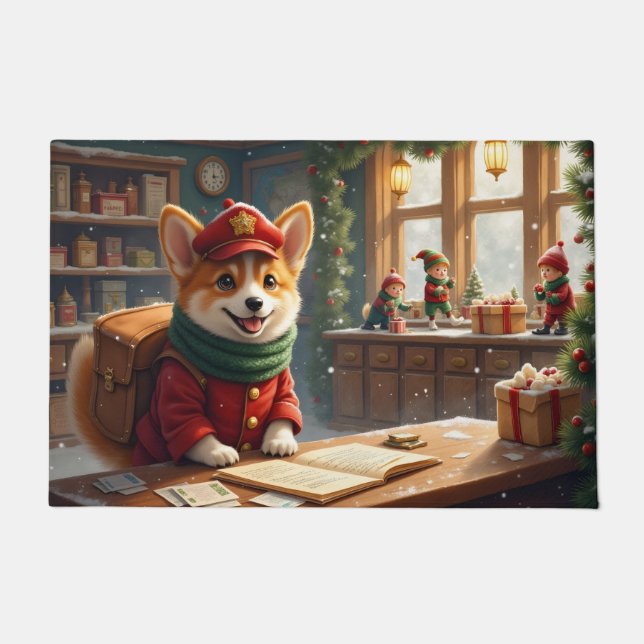 Corgi Nordpol Postamt Kunst Fußmatte (Vorderseite)