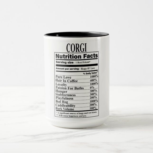 Corgi Nutrition Fakten Tasse (Zentrum)