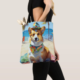 Corgi on Beach, Sommergeschenk für Hundefreunde Tasche