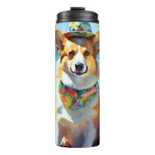 Corgi on Beach, Sommergeschenk für Hundefreunde Thermosbecher