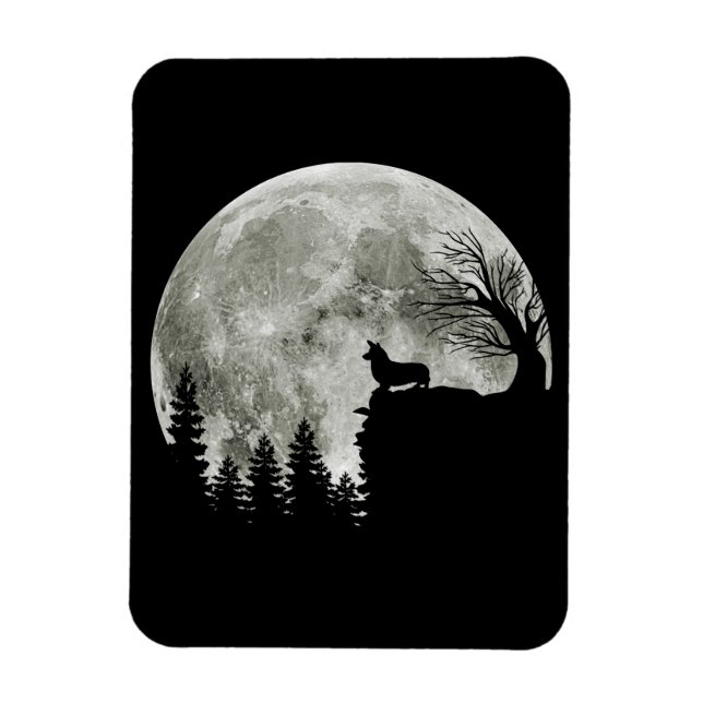 Corgi On Mountain Blood Moon Halloween Magnet (Vertikal)